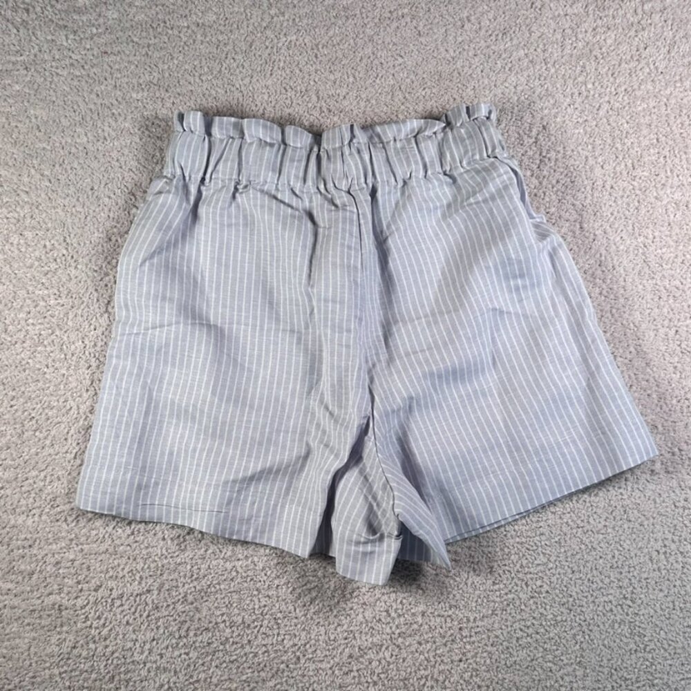 Madewell Womens Stripe-Play Drawstring Pull-On Paperbag Shorts XS Purple Wht NWT - Picture 3 of 11